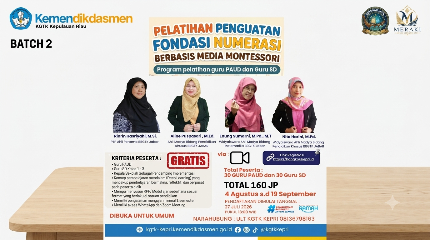 Pelatihan Penguatan Fondasi Numerasi Berbasis Media Montessori (Program Pelatihan guru PAUD dan Guru SD)